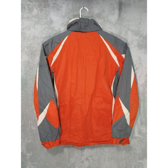 Chaps Jacket Mens Medium Orange Full Zip Fleece Lined Mock Neck Windbreaker - Picture 2 of 9